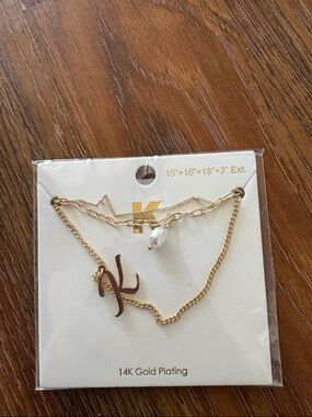 Francesca's Collections Gold Layered Initial K Necklace with Pearl